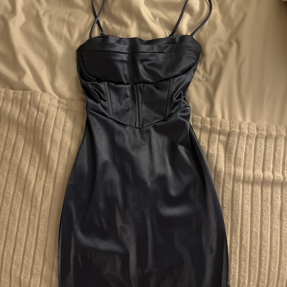 Windsor Blue Spaghetti Strap satin Maxi Dress